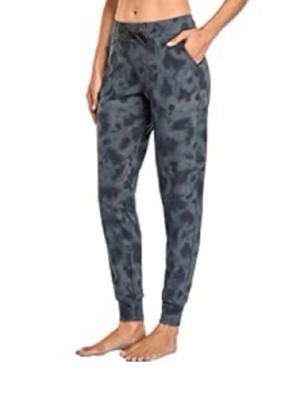 Oalka Women's Dark Gray Tie Dye Joggers High Waist